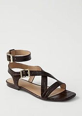 Ann Taylor Gabriella Embossed Leather Buckle Gladiator Sandals
