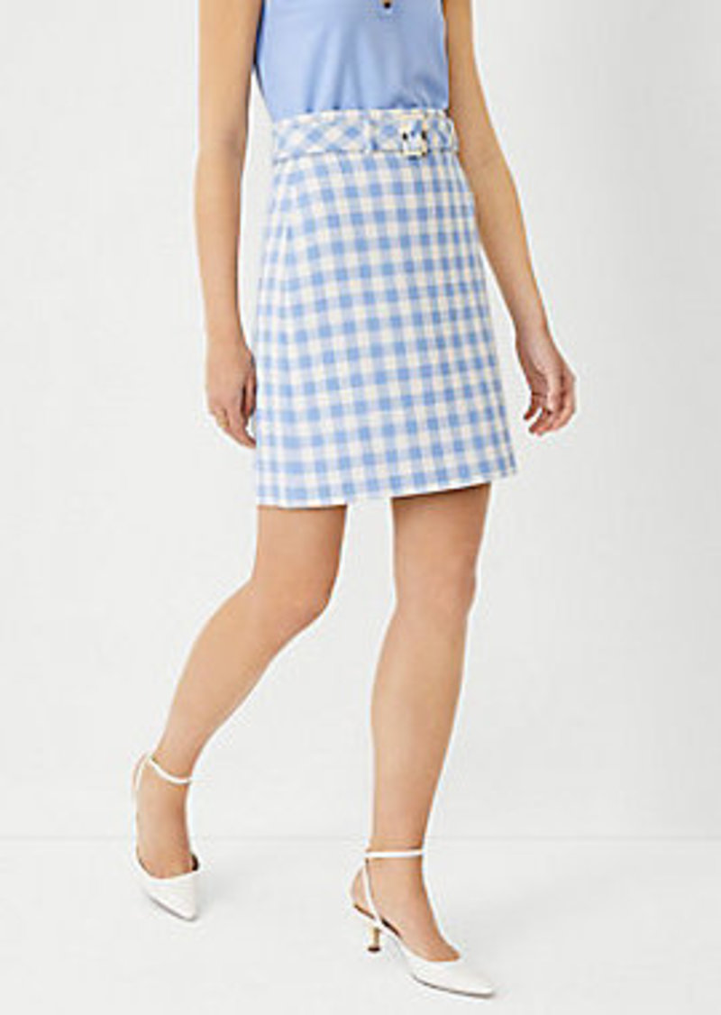Ann Taylor Gingham Belted A-Line Skirt