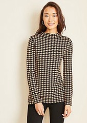 Ann Taylor Houndstooth Mock Neck Sweater
