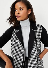 Ann Taylor Houndstooth Moto Sweater Jacket