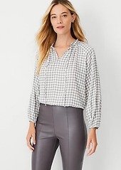 Ann Taylor Houndstooth Tie Neck Tunic Top