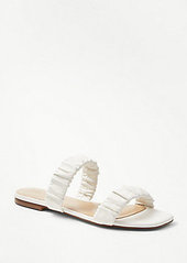 Ann Taylor Leather Ruched Flat Slide Sandals
