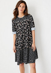 Ann Taylor Mixed Floral Tiered Shift Dress