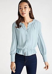 Ann Taylor Mixed Media Cinched Waist Top