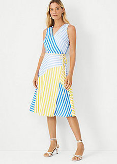 Ann Taylor Mixed Stripe Wrap Dress