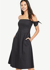 Ann Taylor Off The Shoulder Tie Sleeve Flare Dress