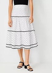 Ann Taylor Petite Clip Dot Trimmed Midi Skirt