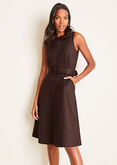 Ann Taylor Petite Faux Suede Belted Flare Dress