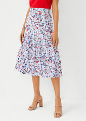 Ann Taylor Petite Floral Flounce Midi Skirt