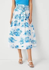 Ann Taylor Petite Floral Toile Pleated Tie Waist Midi Skirt