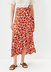 Ann Taylor Petite Giraffe Print Flounce Wrap Maxi Skirt
