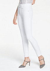 Ann Taylor Petite High Rise Performance Denim Skinny Jeans In White