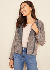 Ann Taylor Quilted Tweed Moto Jacket