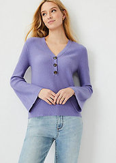 Ann Taylor Ribbed Henley Sweater
