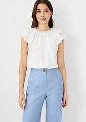 Ann Taylor Scalloped Crepe Shell