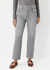 Ann Taylor Sculpting Pocket High Rise Straight Crop Jeans in Vintage Grey Wash