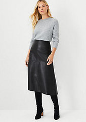 Ann Taylor Seamed Faux Leather A-Line Skirt