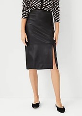 Ann Taylor Seamed Faux Leather Pencil Skirt