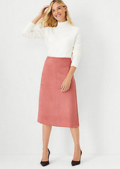 Ann Taylor Seamed Faux Suede A-Line Skirt