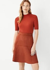 Ann Taylor Seamed Faux Suede Full Skirt