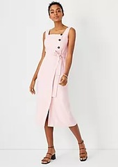 Ann Taylor Side Button Belted Midi Dress