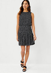 Ann Taylor Spotted Pleated Flare Dress