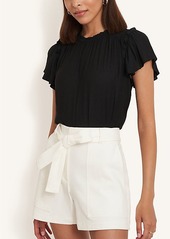 Ann Taylor Spotted Smocked Ruffle Top