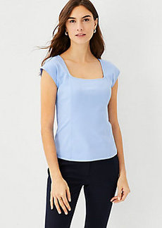 Ann Taylor Square Neck Cap Sleeve Top