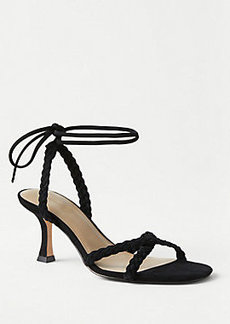 Ann Taylor Suede Braided Ankle Wrap Sandals