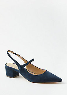 Ann Taylor Suede Mary Jane Slingback Pumps