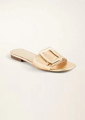 Ann Taylor Sutton Embossed Leather Buckle Slide Sandals