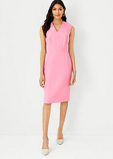 Ann Taylor The Double V-Neck Sheath Dress in Linen Blend Twill
