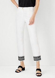 Ann Taylor The Embroidered Cotton Crop Pant - Curvy Fit
