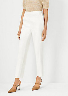 Ann Taylor The High Rise Side Zip Ankle Pant in Herringbone Linen Blend