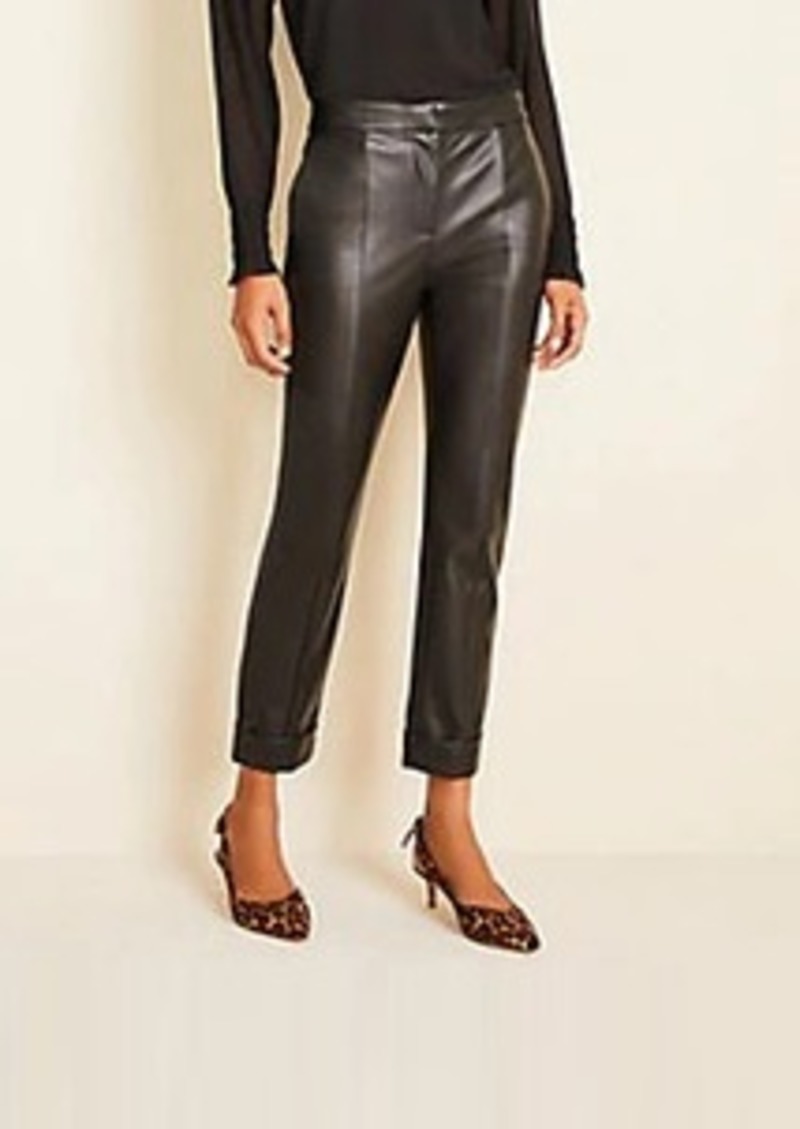 The Petite High Waist Ankle Pant in Faux Leather
