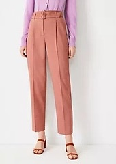 Ann Taylor The Petite Belted Tapered Pant in Crosshatch