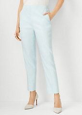 Ann Taylor The Petite High Waist Side Zip Ankle Pant in Linen Blend Twill