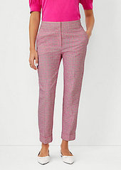 Ann Taylor The Petite Houndstooth High Waist Ankle Pant - Curvy Fit