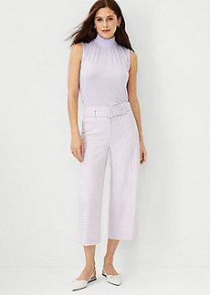 Ann Taylor The Petite Plaid Belted Culotte Pant
