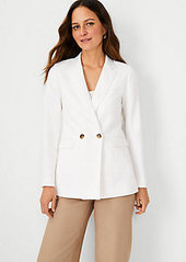 Ann Taylor The Petite Relaxed Double Breasted Long Blazer in Twill