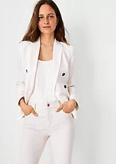 Ann Taylor The Petite Striped Double Breasted Blazer in Linen Cotton