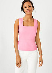 Ann Taylor The Sleeveless Square Neck Top in Linen Blend Twill