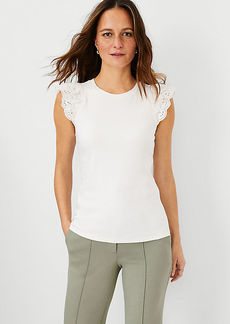 Ann Taylor Tiered Lace Sleeve Top