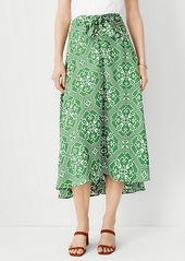 Ann Taylor Tile Print Knotted Midi Skirt