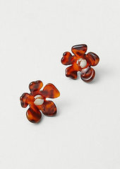 Ann Taylor Tortoiseshell Print Flower Stud Earrings