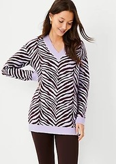 Ann Taylor Zebra Print V-Neck Tunic Sweater