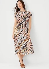 Ann Taylor Zebra Stripe Mock Neck Flare Dress