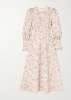 Anna Mason Angelica Button-detailed Floral-print Cotton-poplin Midi Dress