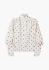 Anna Mason - Deneuve ruffled printed cotton-poplin blouse - Neutral - UK 6