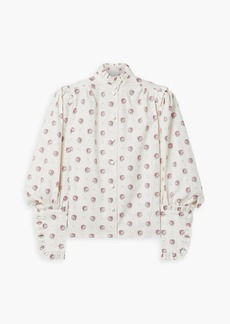 ANNA MASON - Deneuve ruffled printed cotton-poplin blouse - Neutral - UK 6